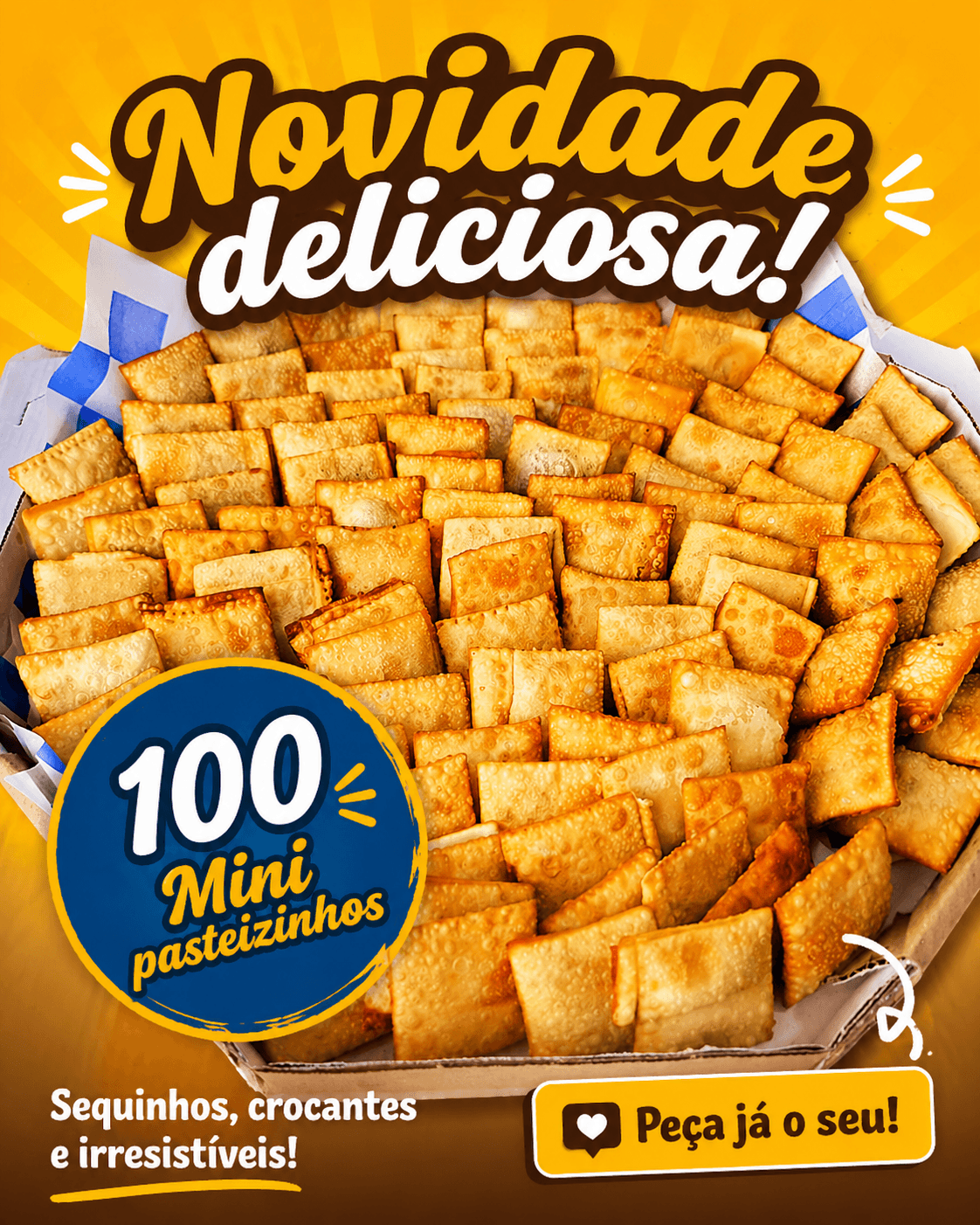 Anuncio de novidade dos 100 mini pastelzinhos da Bechamel
