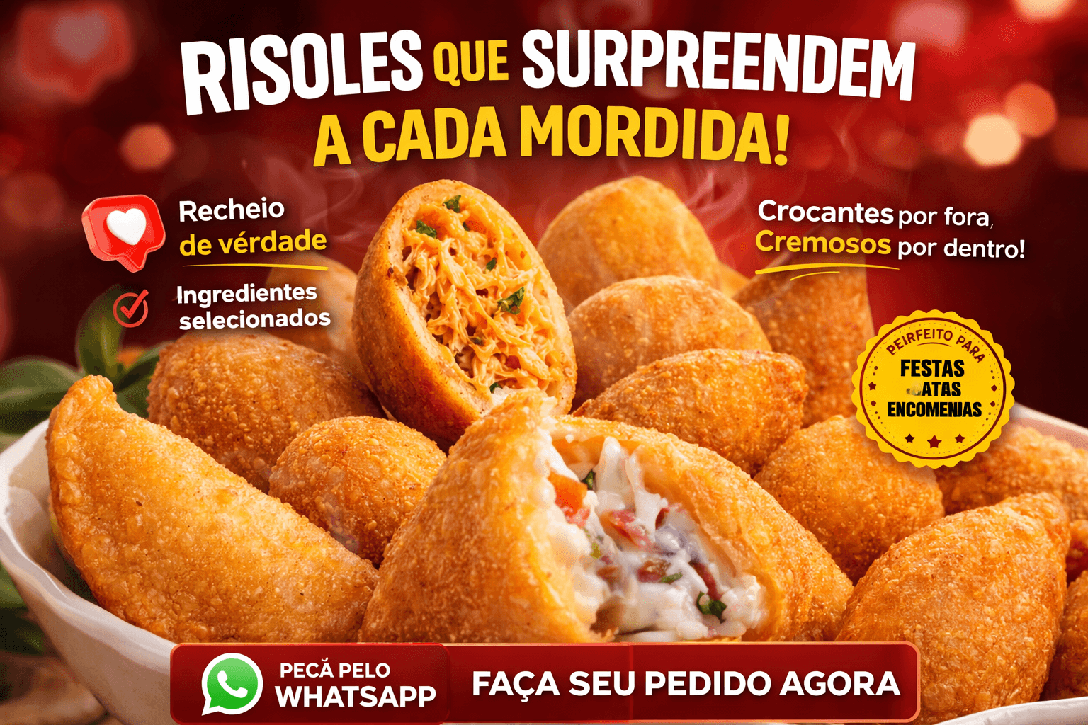Anuncio de risoles recheados da Bechamel